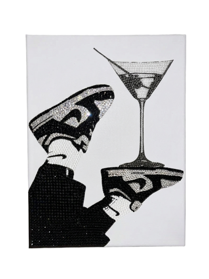 Black AJ Nike & Martini Rhinestone Canvas Art Kit
