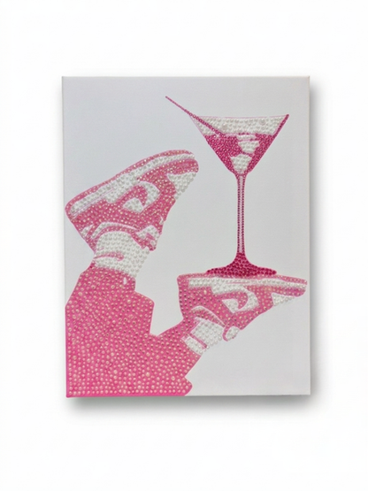 Pink AJ Nike & Martini Rhinestone Canvas Art Kit