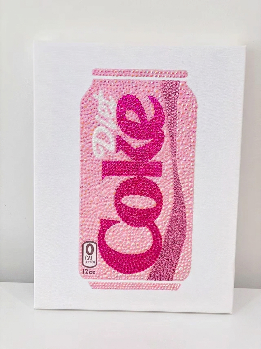 Kit de Arte en Lienzo con Pedrería Diet Coke Rosa Pop