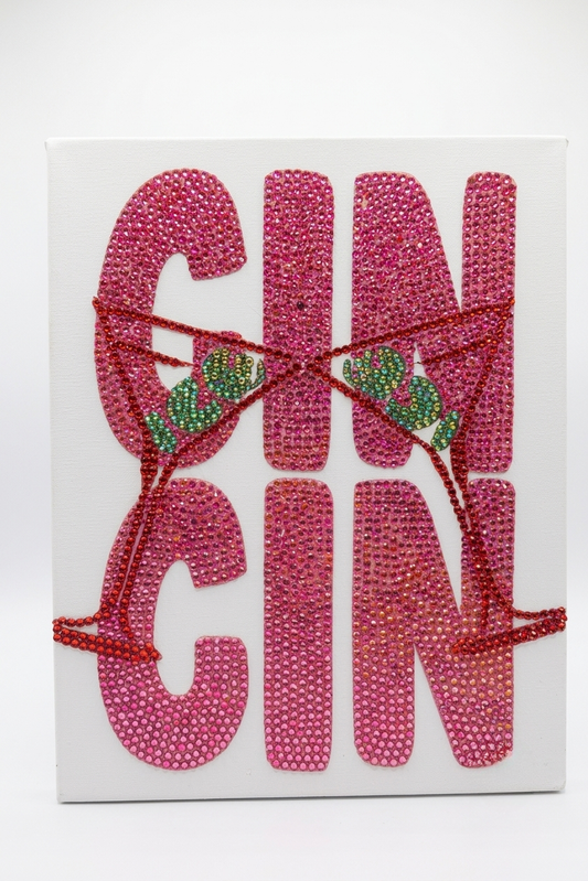Cin Cin Bar Cart Rhinestone Canvas Art Kit