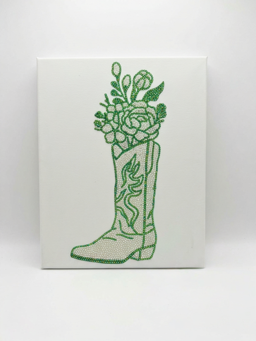 Kit de Arte de Lona con Bota y Diamantes de Imitación