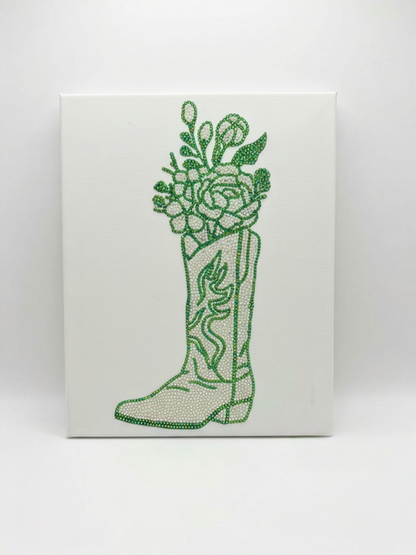 Kit de Arte de Lona con Bota y Diamantes de Imitación