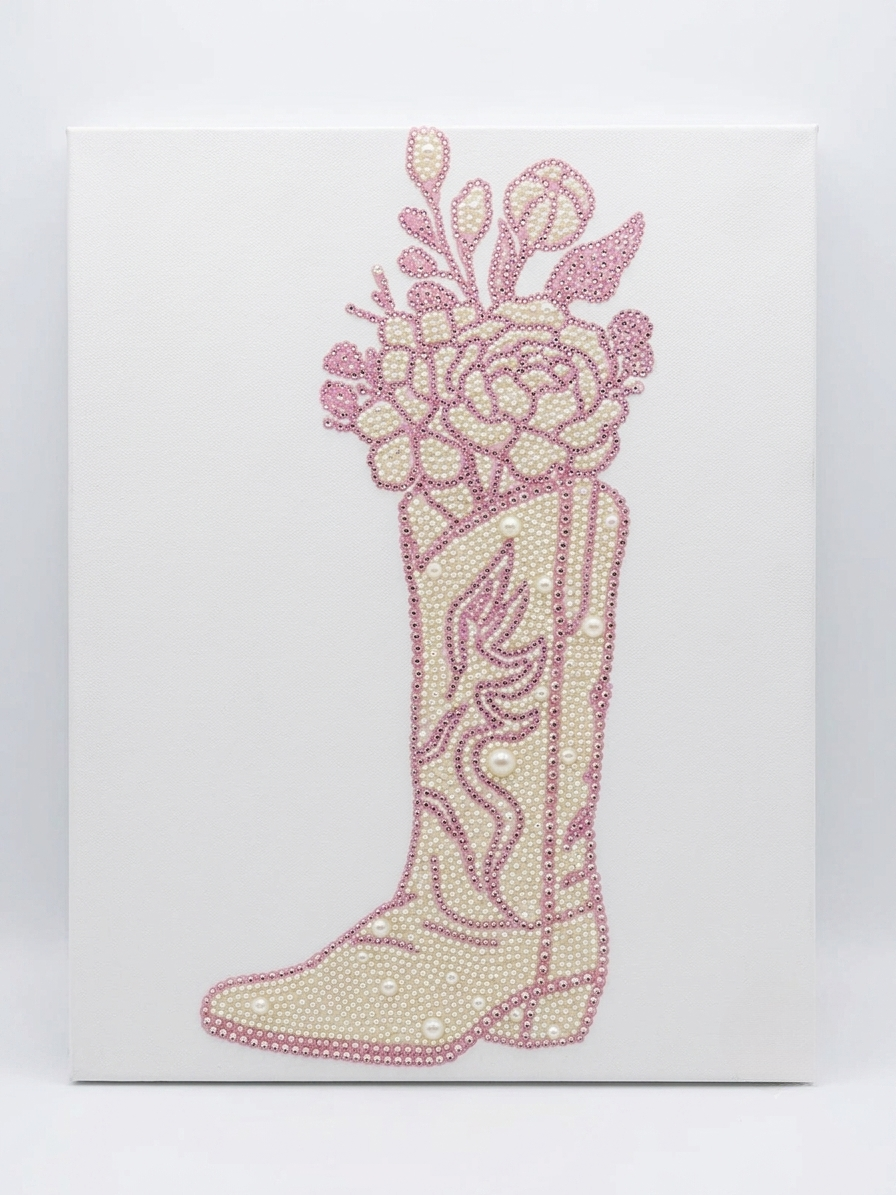 Kit de Arte de Lona con Bota y Diamantes de Imitación