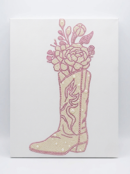 Kit de Arte de Lona con Bota y Diamantes de Imitación