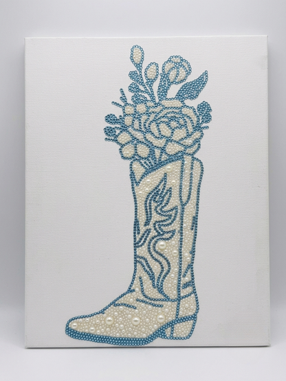 Kit de Arte de Lona con Bota y Diamantes de Imitación