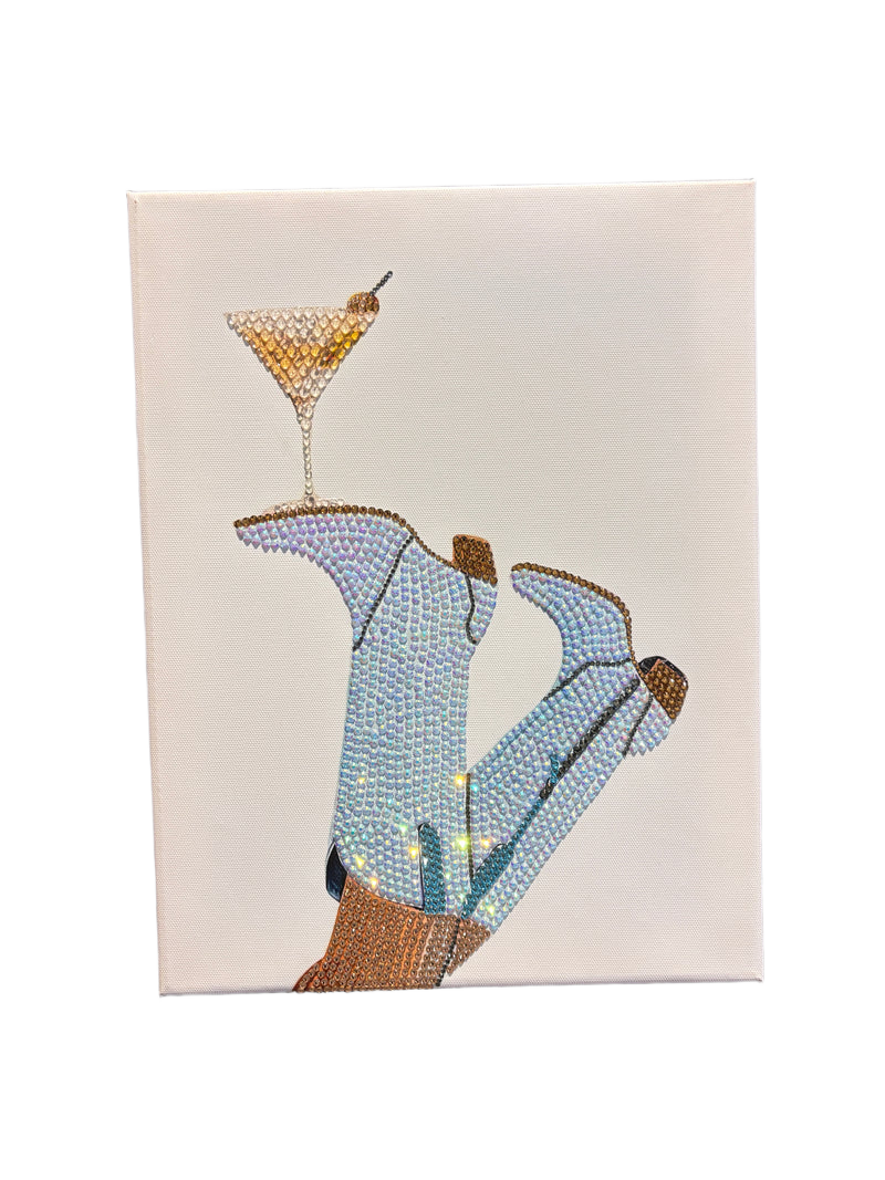 Boots & Martini Rhinestone Canvas Art Kit