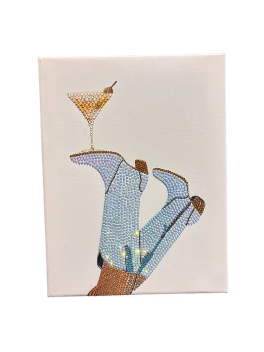 Boots & Martini Rhinestone Canvas Art Kit