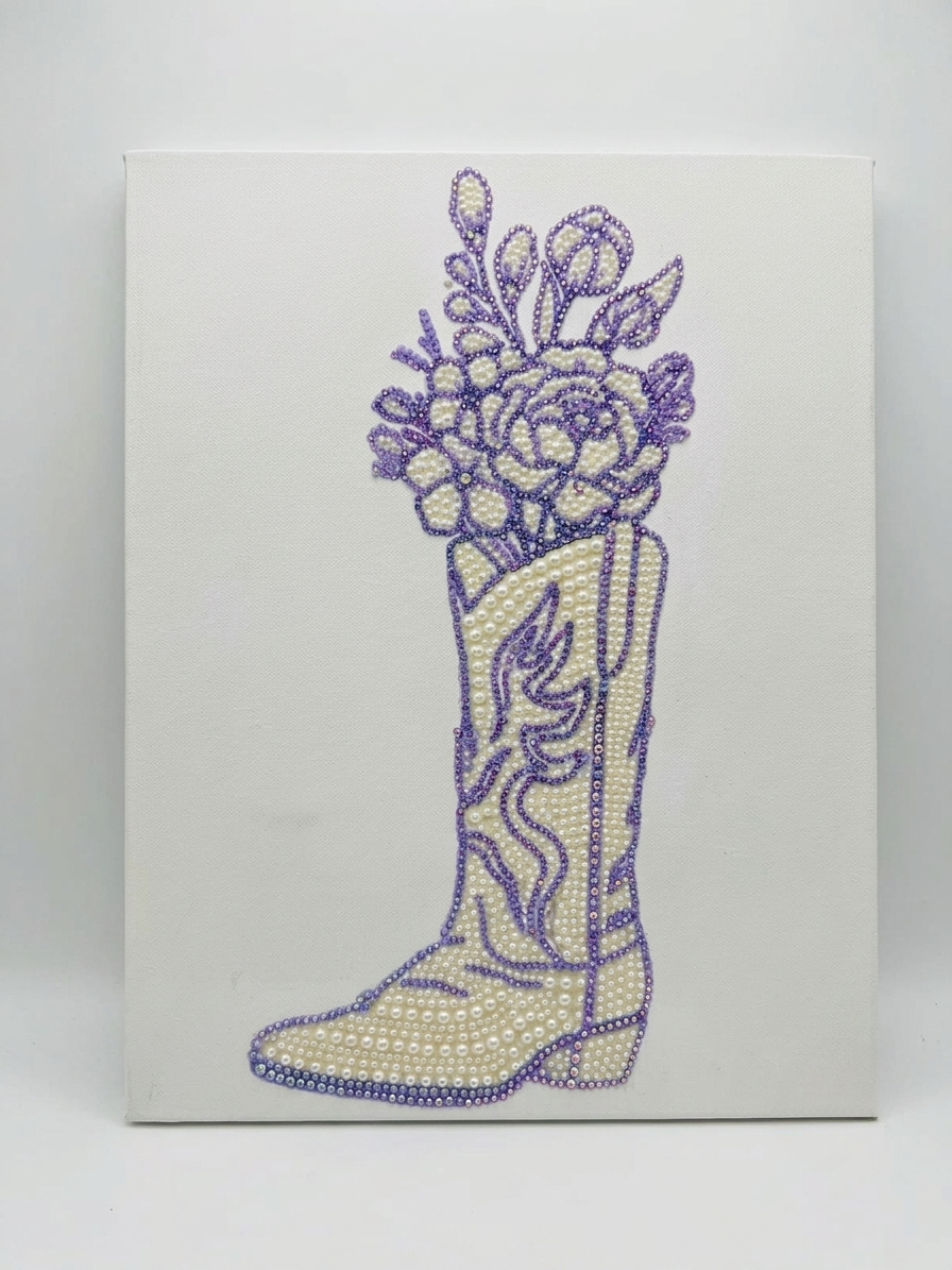 Kit de Arte de Lona con Bota y Diamantes de Imitación