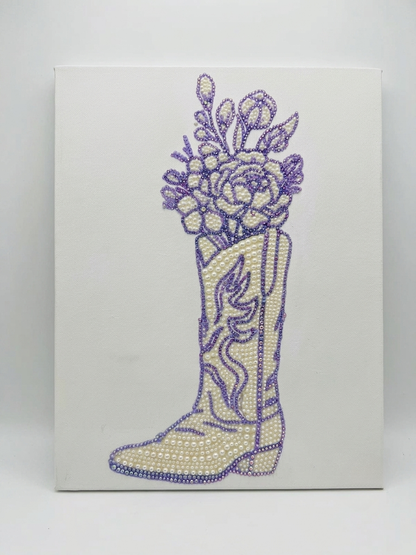 Kit de Arte de Lona con Bota y Diamantes de Imitación