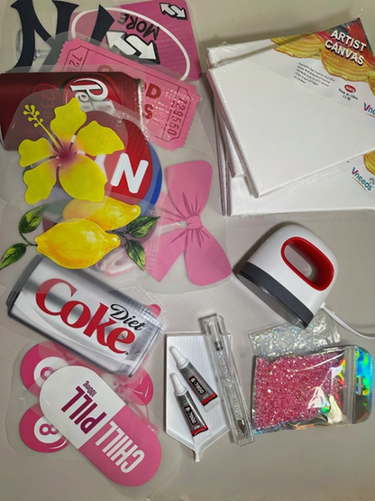 Mini Heat Press Iron DIY Rhinestone Canvas Art kit