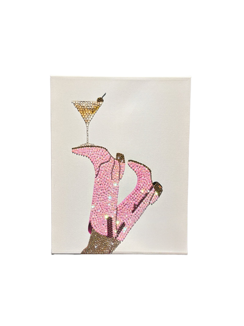Boots & Martini Rhinestone Canvas Art Kit