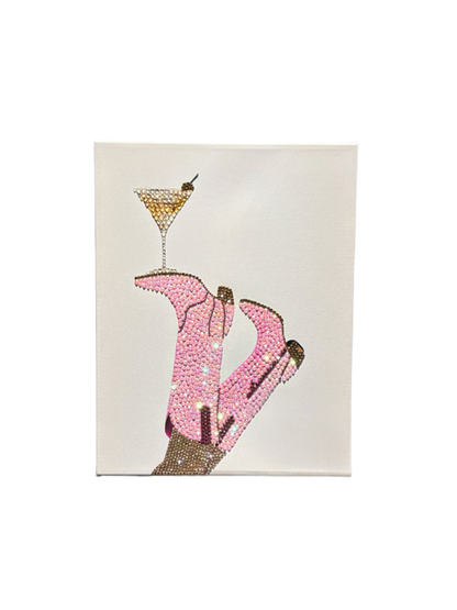 Boots & Martini Rhinestone Canvas Art Kit