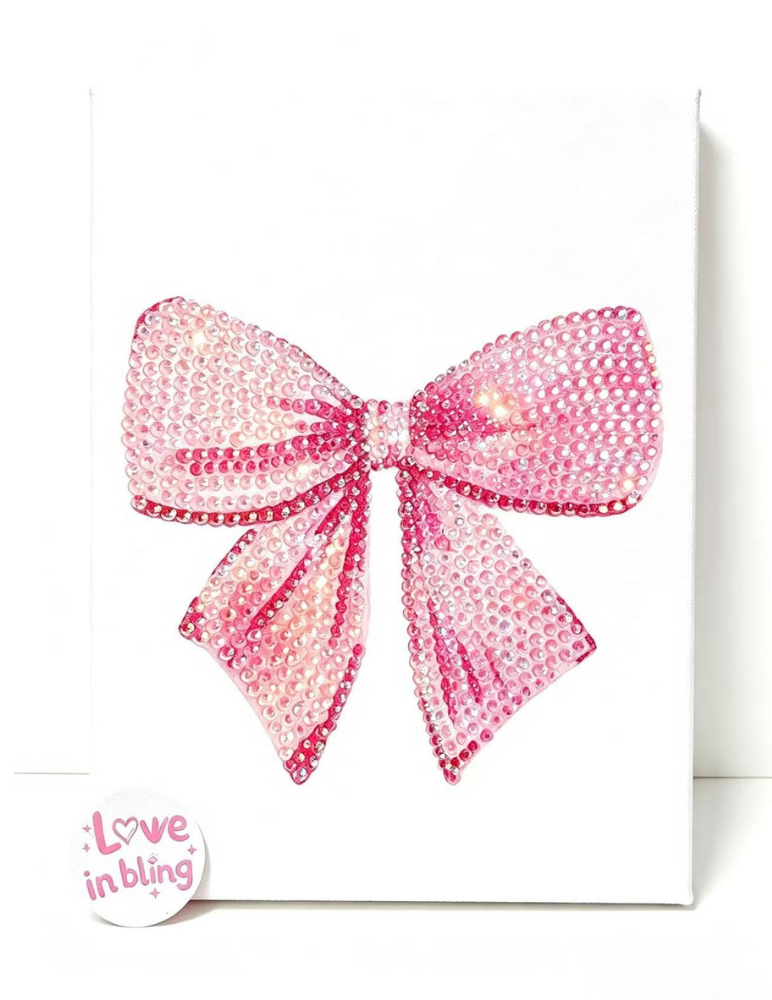 Light Pink Bow Rhinestone Canvas Art Kit