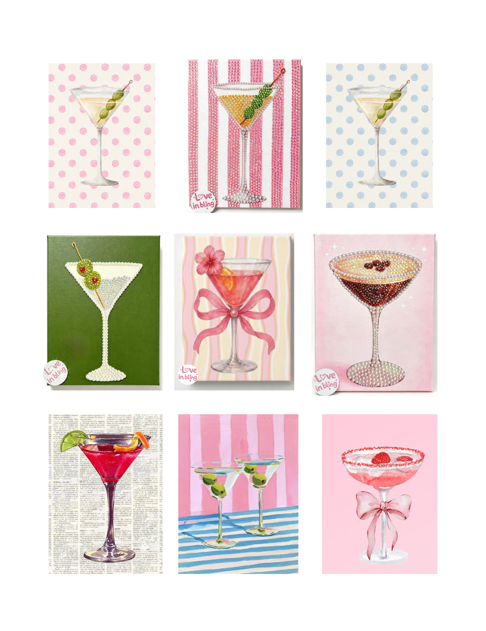 Martini Rhinestone Canvas Mystery Kit