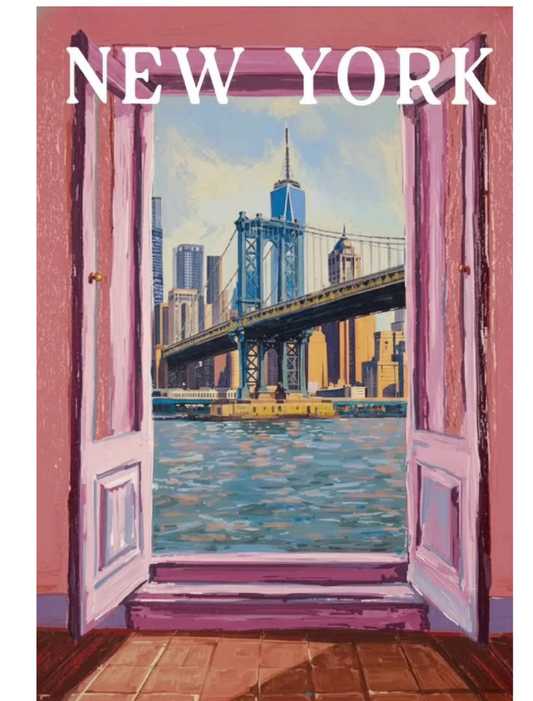 New York Window View Rhinestone Canvas Art Kit