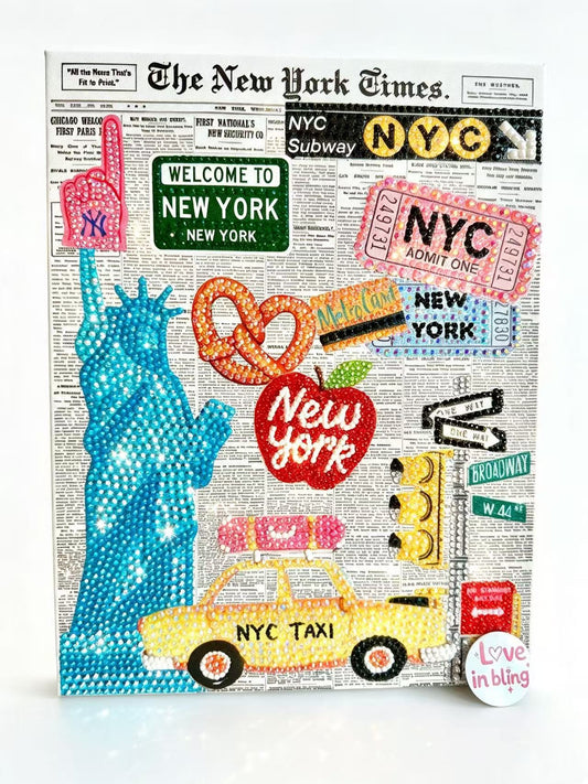Kit de arte en lienzo con pedrería de Nueva York