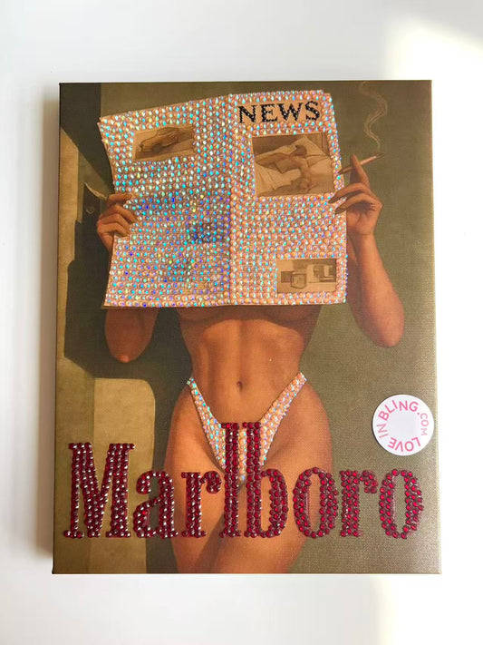 Newspaper Cigarette Rhinestone Canvas Art Kit