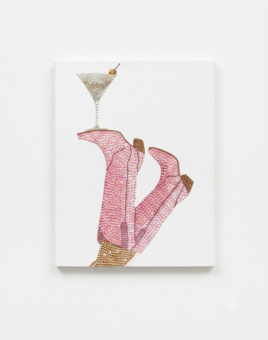 Boots & Martini Rhinestone Canvas Art Kit