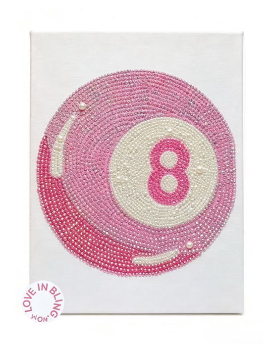 Pink 8 Ball Rhinestone Canvas Art Kit
