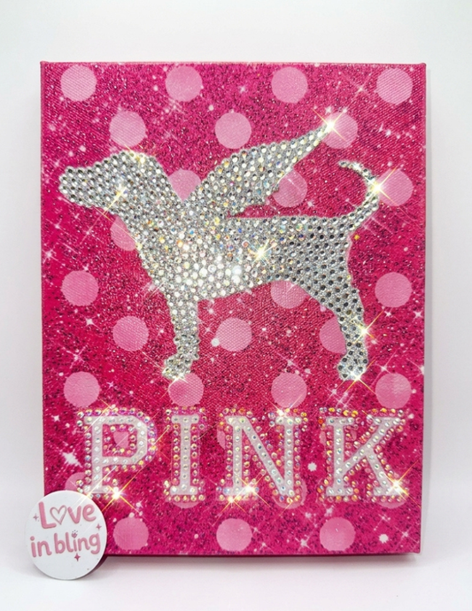 Pink Angel Dog Rhinestone Canvas Art Kit