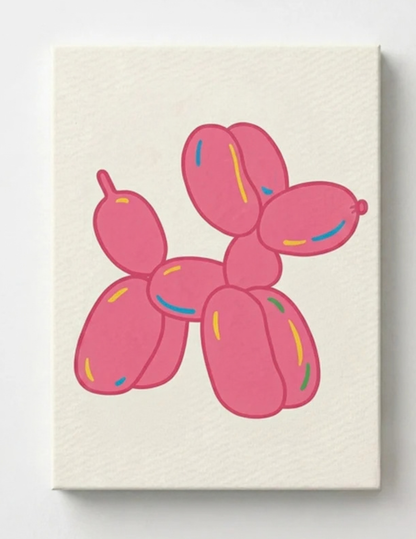 Pink Balloon Dog Rhinestone Canvas Art Kit