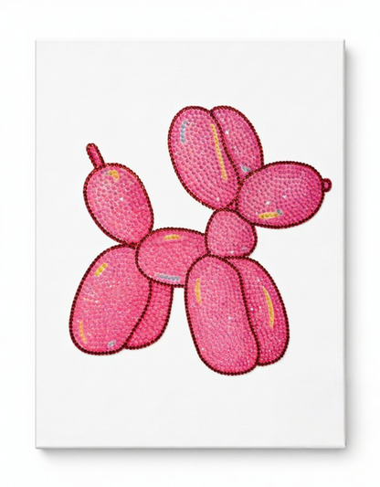 Kit de arte en lienzo con forma de perro globo rosa y diamantes de imitación
