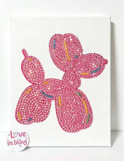 Pink Balloon Dog Rhinestone Canvas Art Kit