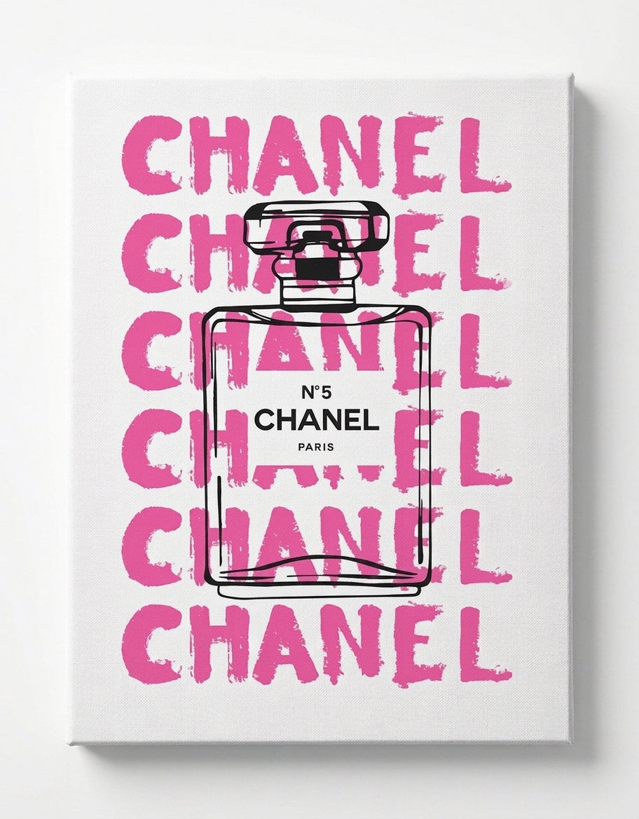 Pink Chanel bottle Rhinestone Canvas Art Kit