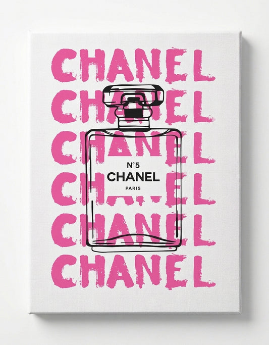 Pink Chanel bottle Rhinestone Canvas Art Kit