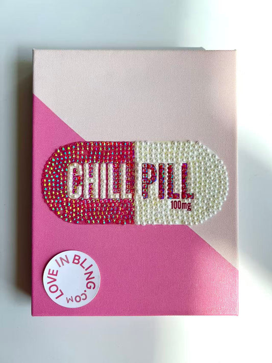Pink Chill Pill Sign Rhinestone Canvas Art Kit