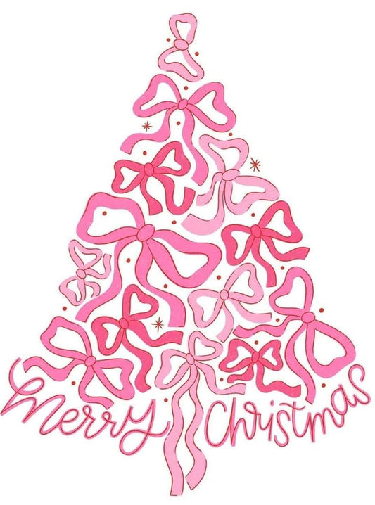 Pink Christmas Tree Checkers Rhinestone Canvas Art Kit