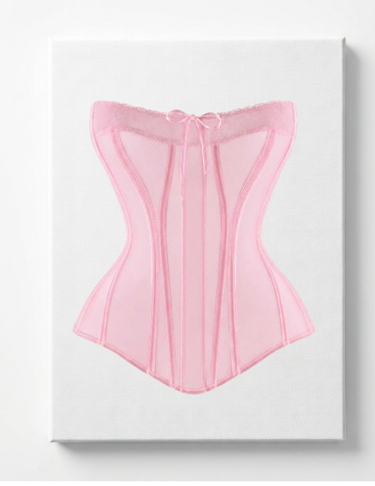 Pink Corset Rhinestone Canvas Art Kit
