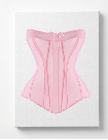 Pink Corset Rhinestone Canvas Art Kit