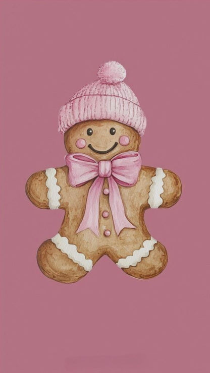 Pink Gingerbread Checkers Rhinestone Canvas Art Kit