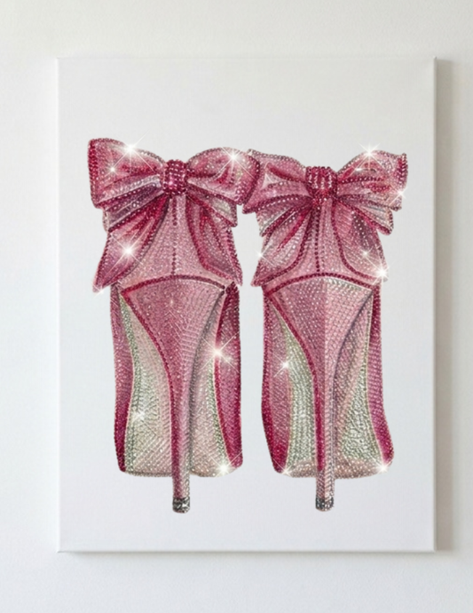 Pink High Heels Rhinestone Canvas Art Kit