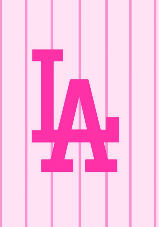 Pink Sports Striped LA Canvas Rhinestone Canvas Art Kit
