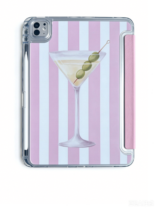 Pink Stripped Martini  Bedazzle ipad Case Kit