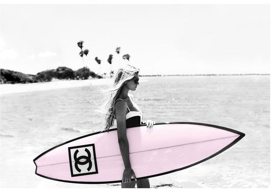 Pink Surfboard Rhinestone Canvas Art Kit