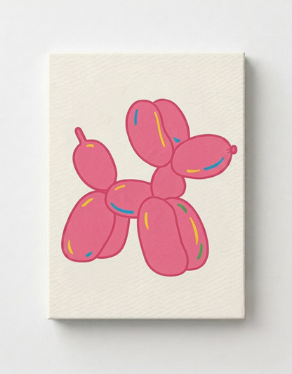 Pink Balloon Dog Rhinestone Canvas Art Kit