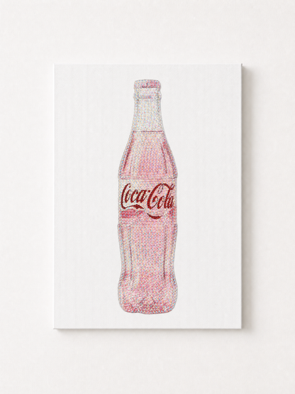 Kit de arte en lienzo con diamantes de imitación para botella de Coca-Cola rosa