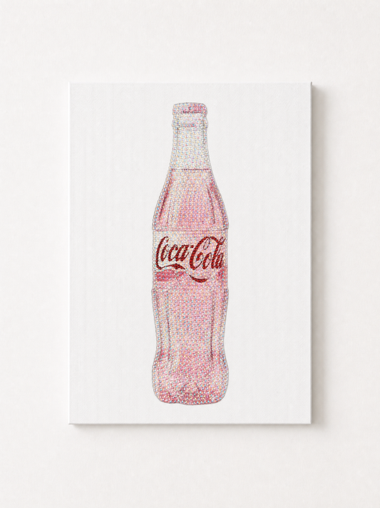 Pink Coke Glass Bottle Rhinestone Canvas Art Kit