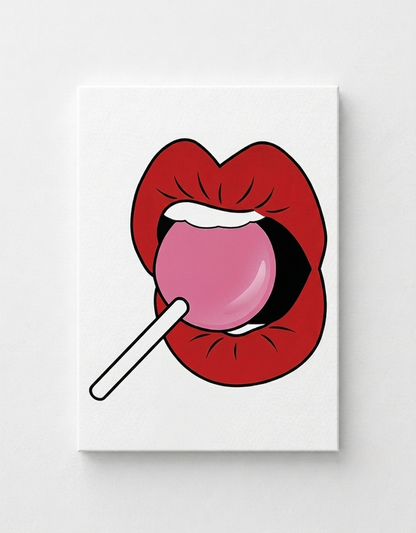 Red Lip and Lollipop Rhinestone Canvas Art Kit
