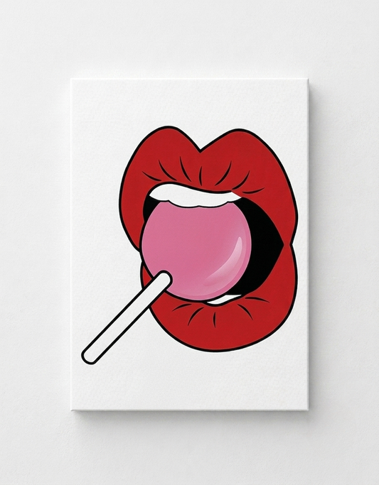 Red Lip and Lollipop Rhinestone Canvas Art Kit