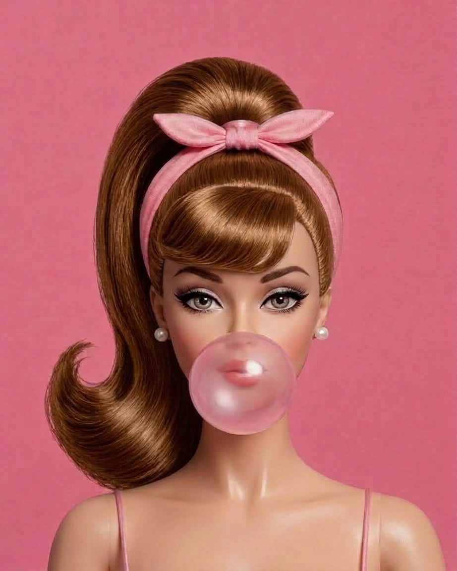 Retro Barbie Ponytail Rhinestone Canvas Kit