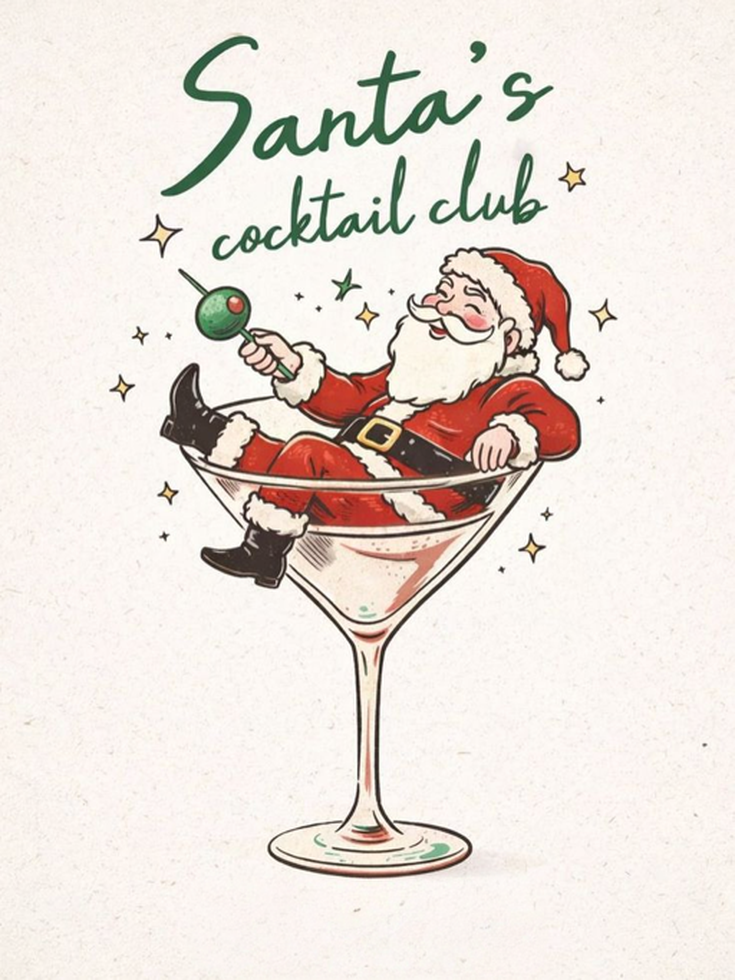 Santa’s Cocktail Club Rhinestone Canvas Art Kit