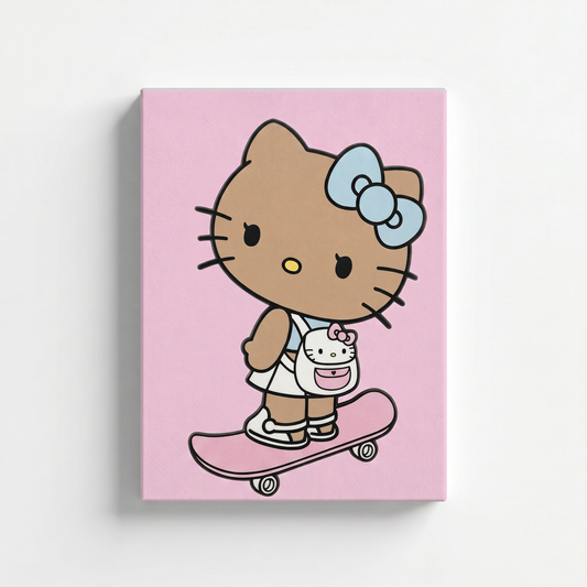 Skater Tan Kitty Rhinestone Canvas Art Kit