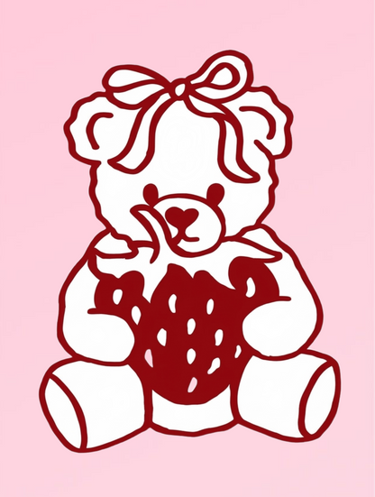 Strawberry Bear Rhinestone Canvas Art Kit