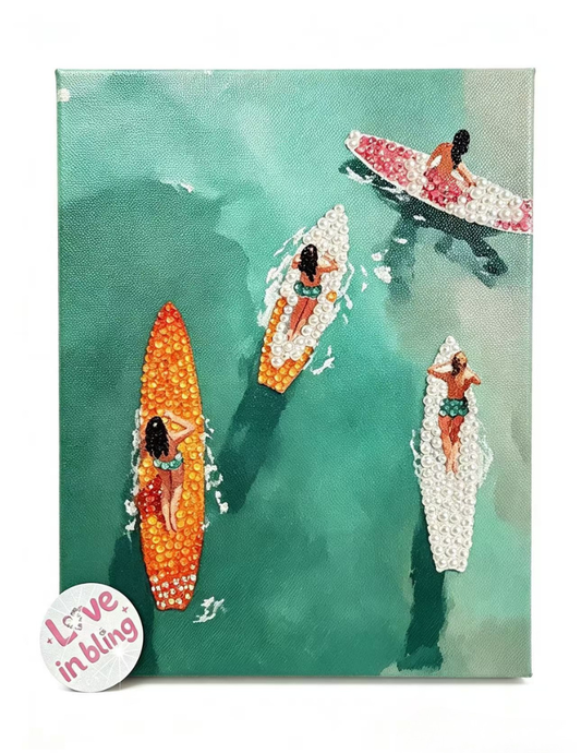 Surf Girls Rhinestone Canvas Art Kit