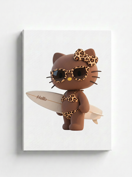 Surfboard Tan Kitty Rhinestone Canvas Art Kit