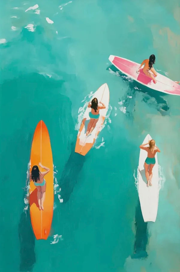 Surf Girls Rhinestone Canvas Art Kit